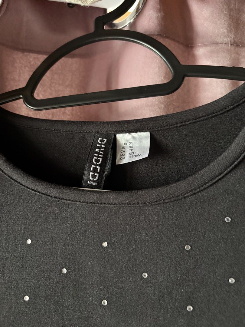 H&M Divided Rhinestone Long Sleeve Top (Category: Longsleeves) located in Manila. Submitted by ellieaux (Listing ID 1467778270, Image 3). Description: - Brand: H&M Divided - Style: Black long sleeve top with all-over rhinestone details (front and back) - Size: XS - Condition: Brand new with original tags attached, never worn - Original Retail Price: 799 PHP.