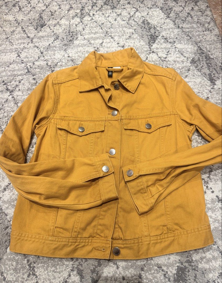 H&M Mustard Yellow Denim Jacket Size XS (Category: Coats, Jackets and Outerwear) located in Quezon City. Submitted by wardrobeforher (Listing ID 1467750116, Image 2). Description: - classic denim trucker jacket - vibrant mustard yellow.