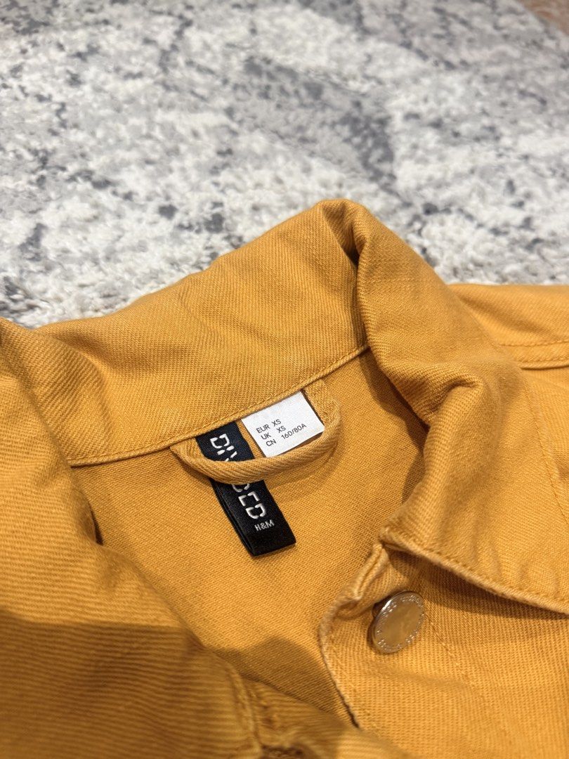 H&M Mustard Yellow Denim Jacket Size XS (Category: Coats, Jackets and Outerwear) located in Quezon City. Submitted by wardrobeforher (Listing ID 1467750116, Image 3). Description: - classic denim trucker jacket - vibrant mustard yellow.