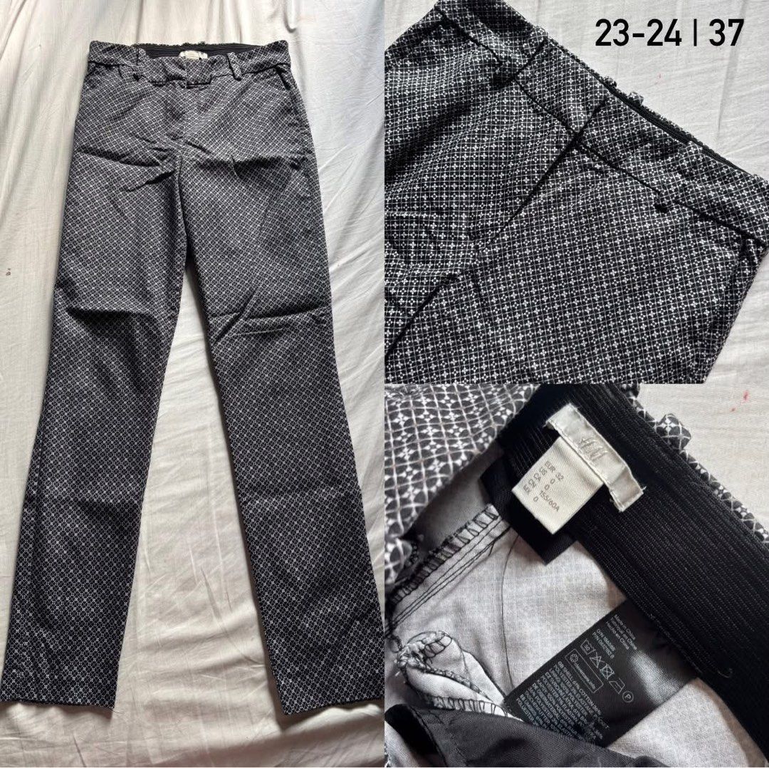 H&M Patterned Highwaist Trouser (Category: Other Bottoms) located in Binan City. Submitted by myprelovedhaul (Listing ID 1467613973, Image 2). Description: - fits 23-24| length 37 - gained weight , no when worn photos! - last price posted! - please message only if sure buyer! - limited replies only. - Available unless mark as sold. - Ship via j&t or lalamove for same day. -Mode of payment: Gcash 📍Biñan Laguna .