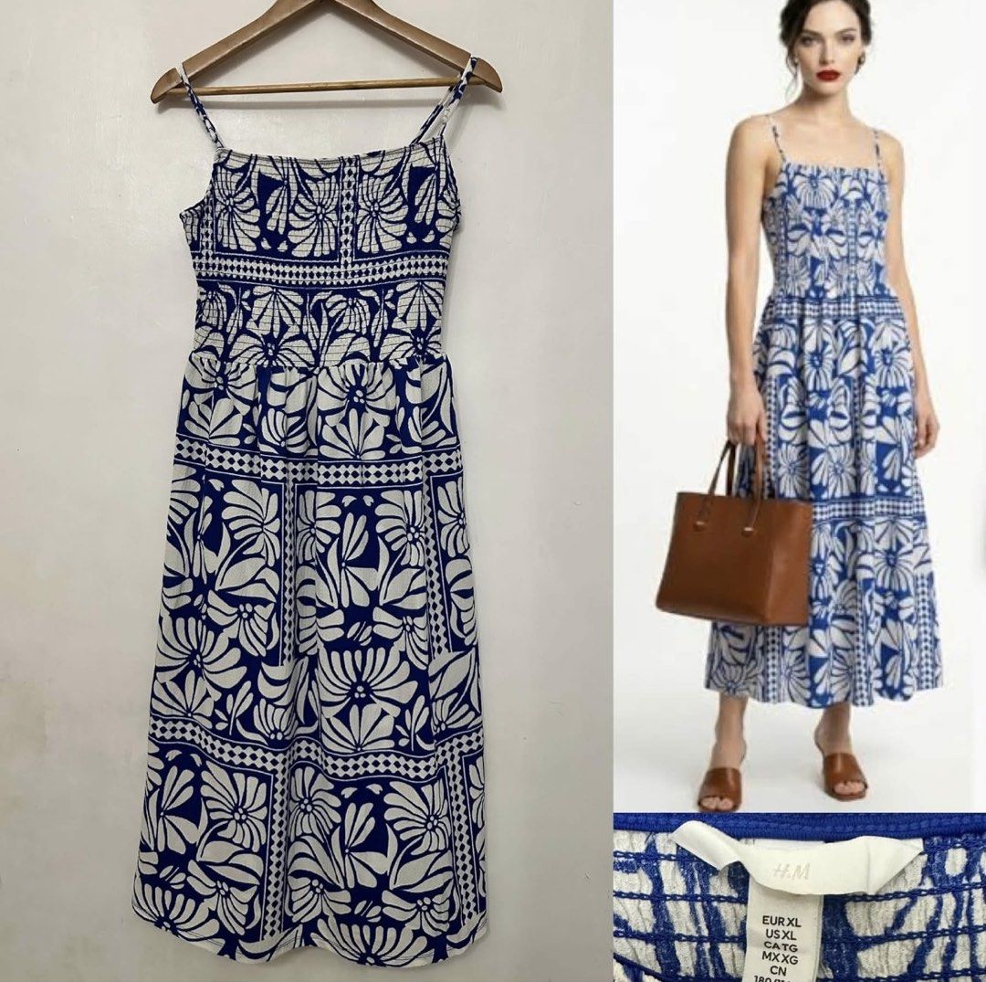 H&M Printed Blue Midi Dress (Category: Dresses) located in Iloilo. Submitted by vpscloset (Listing ID 1467605489, Image 1). Description: In great condition / very nice in actual / no flaws / No for low ballers / Fixed price / see pic for more details.