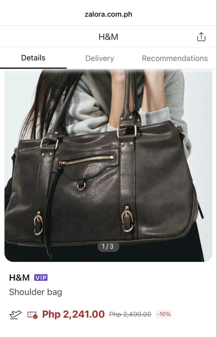 H&M Shoulder Bag (Dark Grey) (Category: Shoulder Bags) located in Makati City. Submitted by chihiro31 (Listing ID 1467659599, Image 2). Description: - Sent by the brand as part of a PR kit - So pretty! - Orig price at 2490 php.