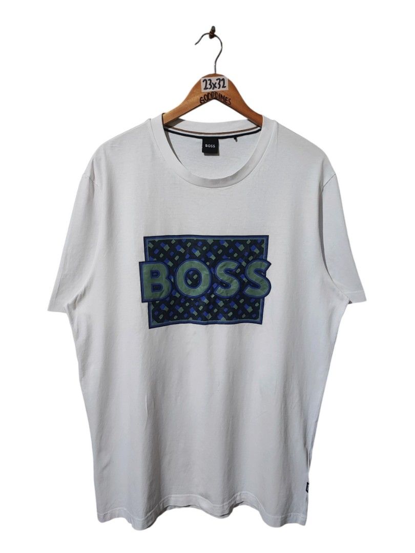 HUGO BOSS BIG LOGO TEE (Category: Tshirts & Polo Shirts ) located in Iloilo. Submitted by gooddimes (Listing ID 1467763057, Image 1). Description: Hugo Boss Big Logo Tee Authentic Tiburt 353 Tee Size on tag: XXL Dimes: 23Wx32L Issue/s: None, need wash Color rate: 9.5/10 Excellent condition ₱1,500 Reminders: - All items are thrifted, please manage your expectations - Color may vary due to lighting - Please wash before using the item - Due to diffe