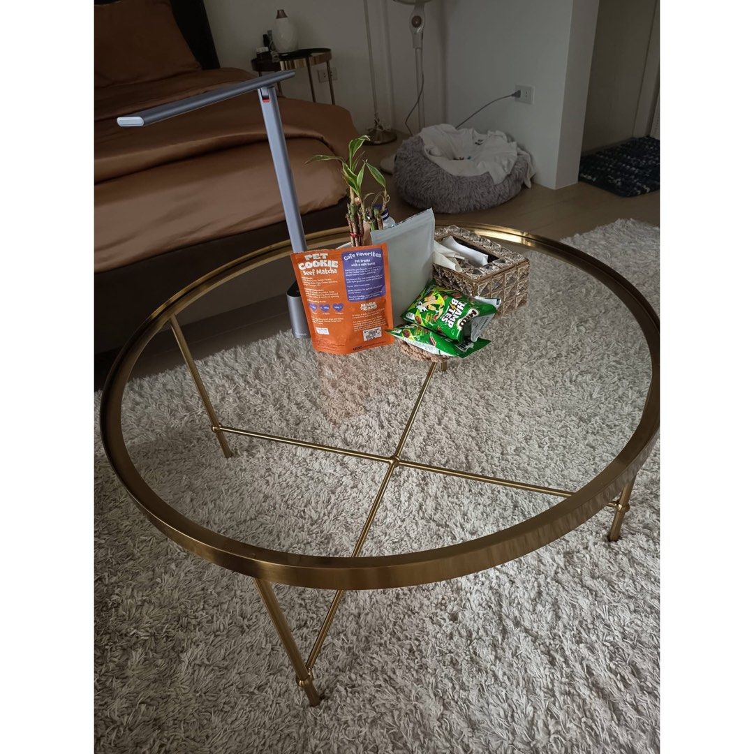 IKEA - Coffee Table in gold effect - 88cm (Category: Tables & Sets) located in Rizal. Submitted by mariasdeclutteringshop (Listing ID 1467690241, Image 1). Description: RFS: Moving out of the country. For pick up only in Nov 28 or 29. 2 pcs available .