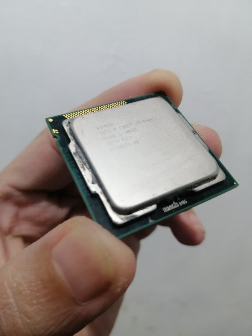 Intel Core i5-2400 Desktop Processor (Category: Desktops) located in Quezon City. Submitted by ricoav (Listing ID 1467648108, Image 1). Description: - Intel Core i5-2400 processor (3.10GHz) - Socket type: LGA1155 - Condition: Pulled from a working system, tested and working - Pins: Clean and straight - Note: Minor dried thermal paste around the edges of the metal heat spreader - Ideal for budget desktop upgrades or builds.