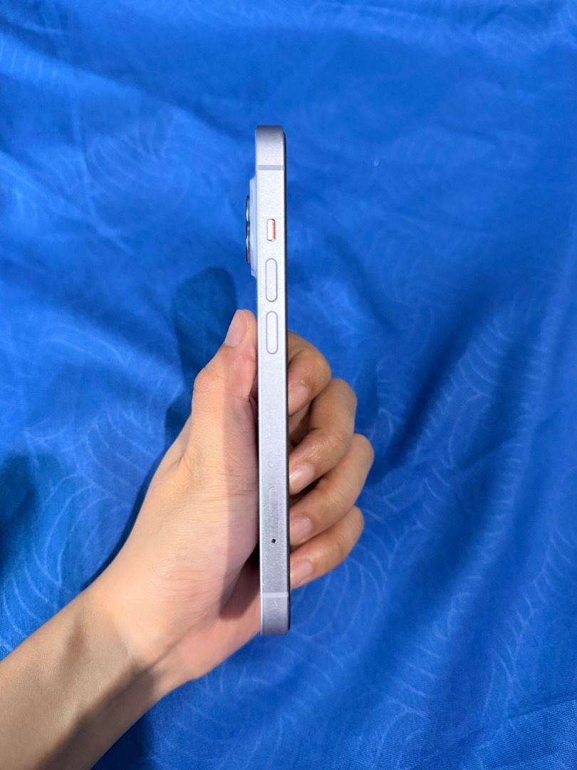 iPhone 14 128 gb purple (Category: iPhone 14 Series) located in Caloocan City. Submitted by sabby916 (Listing ID 1467677571, Image 3). Description: Comes with box and changing cable Minimal flaw (minor dent on the side as seen in the pic) Orig battery (not yet replaced since bought from store) - 75% battery health. No other problems. Not for swap po. Thanks..