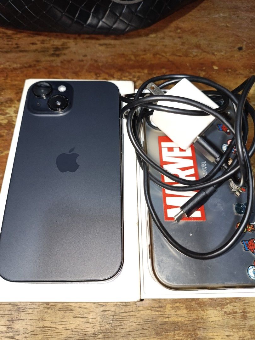 IPHONE 15 (BLACK) 128GB (Category: iPhone 15 Series) located in Manila. Submitted by titaniaaa. (Listing ID 1467674594, Image 2). Description: IPHONE 15 (BLACK) - FU - 128GB - 86% BH - ZP/A LOCAL VARIANT; NTC APPROVED - ALL WORKING TRUE TONE AND FACE ID - NO HISTORY OF REPAIR - NO SIM RESTRICTIONS - NO ISSUE OTHER THAN MINIMAL PAINT CHIPS AND SMALL SCRATCH NA BARELY NOTICEABLE inclusion: orig box, ugreen charger, case unli check and unli reset up