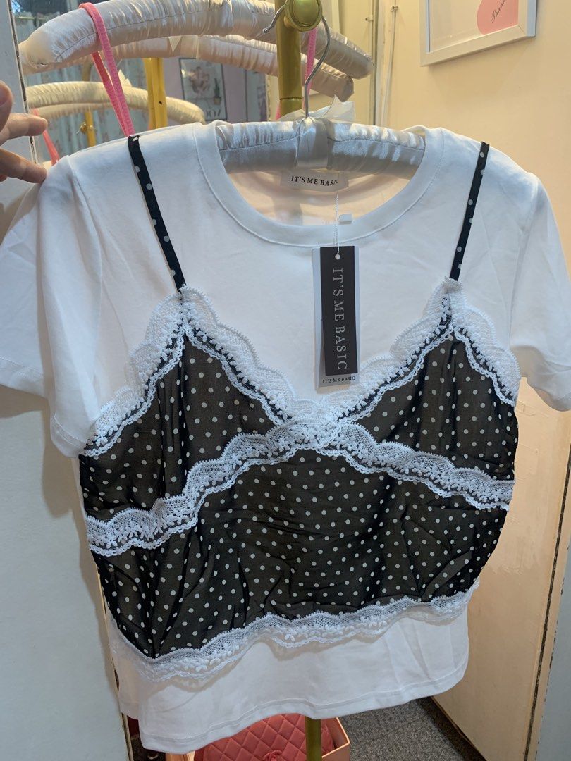 It’s Me Basic/ Matinee 2-in-1 Cami Polka Top (Category: Sleeveless) located in Bocaue. Submitted by gaille29 (Listing ID 1467720956, Image 1). Description: Can fit up to 42 bust High stretch .