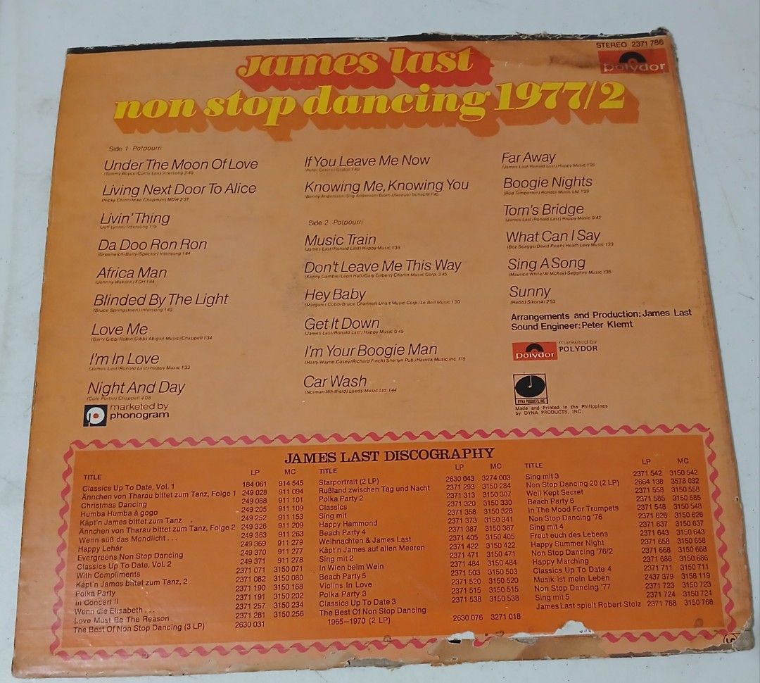 James Last - Non Stop Dancing Vinyl Records (Category: Vinyls) located in Manila. Submitted by miczngrz (Listing ID 1467624279, Image 2). Description: Artist: James Last 1. Non Stop Dancing 1977/2 https://youtube.com/playlist?list=OLAK5uy_la7MEPcjBejTc-lyiIkUWG5Oq-oOAK9mI&si=fP_erdoPDHPelTwb 2. Non Stop Dancing 27 More Disco Hits 2. Non Stop Dancing 1976 https://youtube.com/playlist?list=OLAK5uy_nqinta_Aclrr27W9jgU8W2LB8atWxdOYU&si=Ly0Fa_DKALBFXP