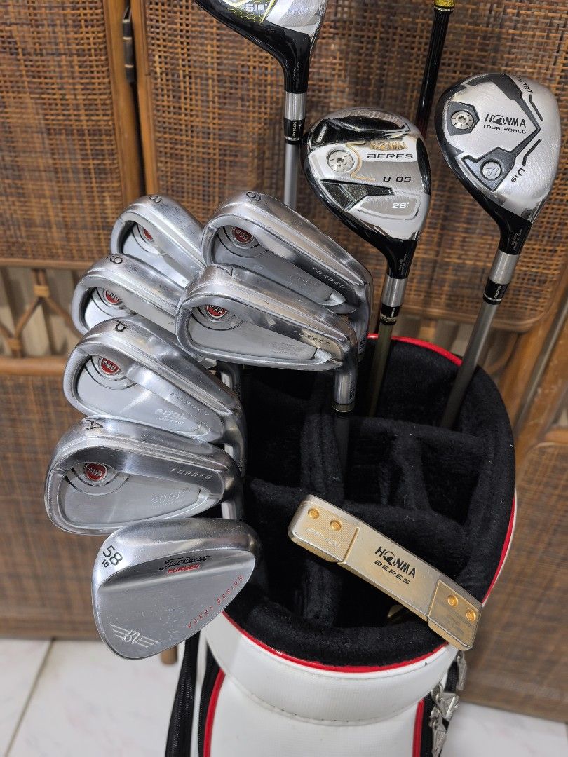 Japa brand golf set for beginners (Category: Golf) located in Caloocan City. Submitted by ace2729 (Listing ID 1467774789, Image 3). Description: HONMA/PRGR GOLF SET FOR BEGINNERS *DRIVER: HONMA MUTSUMI - 10.5° -R FLEX *WOOD: HONMA BEZEAL - #5-18° -R FLEX *UTILITY : HONMA BERES - #5-28° - R FLEX *UTILITY: HONMA TOUR WORLD - #19° - R FLEX *IRONS: PRGR EGG 2019 - 6,7,8,9,P,A & TITLEIST VOKEY 58° WEDGE & HONMA BERES pp-101 4⭐⭐⭐⭐ PUTTER - R FLEX - GRA