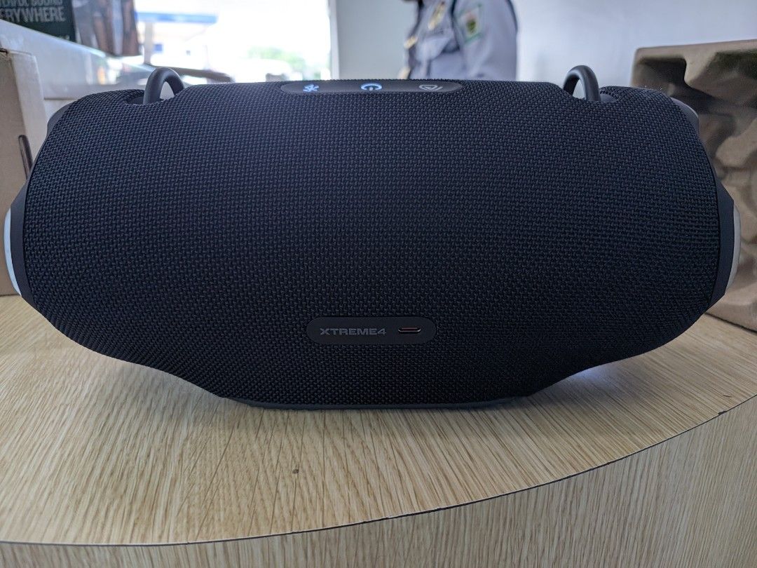 JBL Xtreme 4 Portable Waterproof Bluetooth Speaker (Category: Soundbars, Speakers & Amplifiers) located in Makati City. Submitted by jb14corpuz (Listing ID 1467685938, Image 2). Description: - Item: Black JBL Xtreme 4 Wireless Speaker (Original retail box included) - Sound & Battery: Massive JBL sound with up to 24 hours of playtime - Durability: IP67 waterproof and dustproof build, ideal for outdoor adventures - Connectivity: Latest Bluetooth 5.