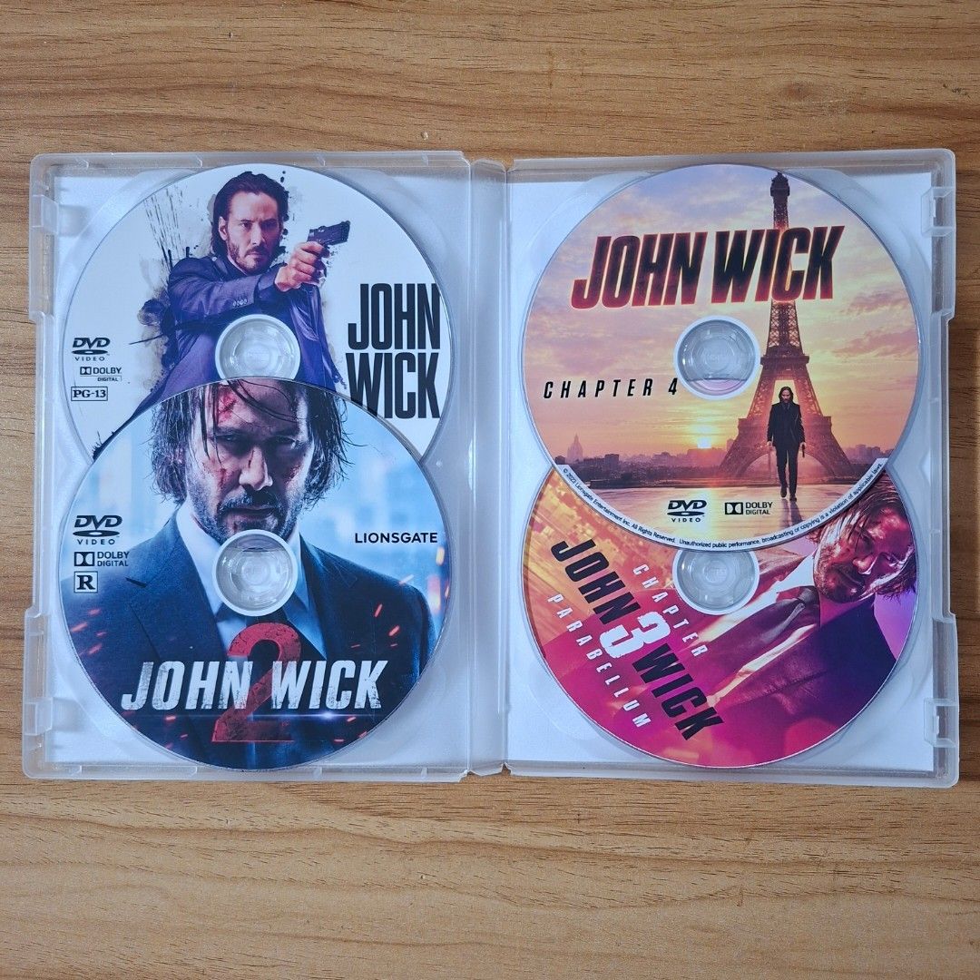 John Wick 4-Film Collection (Custom DVD) (Category: CDs & DVDs) located in Kabankalan. Submitted by Videoshop.ph (Listing ID 1467643761, Image 3). Description: Complete 4-film collection: John Wick, Chapter 2, Chapter 3 Parabellum, and Chapter 4 - Format: All Region DVD - Subtitles: English - Condition: Brand new / Excellent (ready to ship).