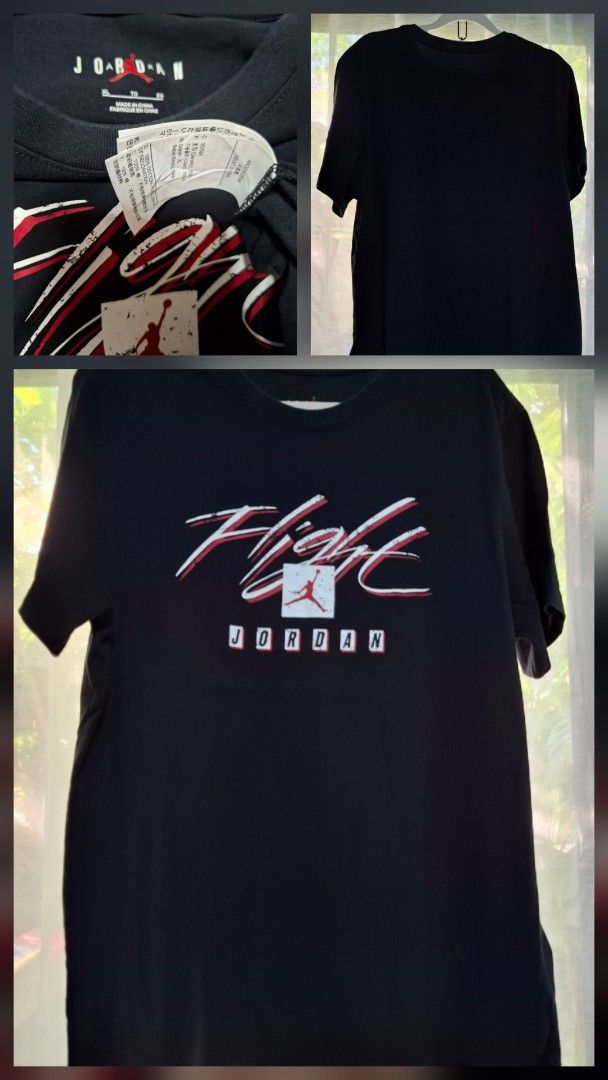 Jordan Flight Graphic T-Shirt Black XL (Category: Tshirts & Polo Shirts ) located in Manila. Submitted by jazil.ladyliz (Listing ID 1467675845, Image 1). Description: - Brand/Item: Jordan Flight graphic tee - Color: Black with red and white distressed lettering and Jumpman logo - Size: XL - Material: 100% cotton (Made in China) - Fit: Standard fit - Condition/Use: Casual everyday wear.