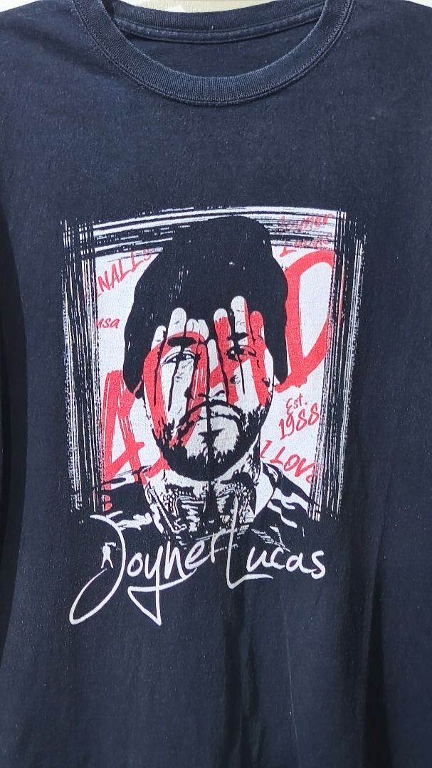 Joyner Lucas ADHD Black Graphic T-Shirt (Category: Tshirts & Polo Shirts ) located in Davao. Submitted by thethriftproject082 (Listing ID 1467798199, Image 2). Description: Joyner Lucas ADHD 📍𝐌𝐈𝐍𝐄: 400 📍𝐒𝐈𝐙𝐄 𝐎𝐍 𝐓𝐀𝐆: XL 📍𝐃𝐈𝐌𝐄𝐒: 25 x 29.