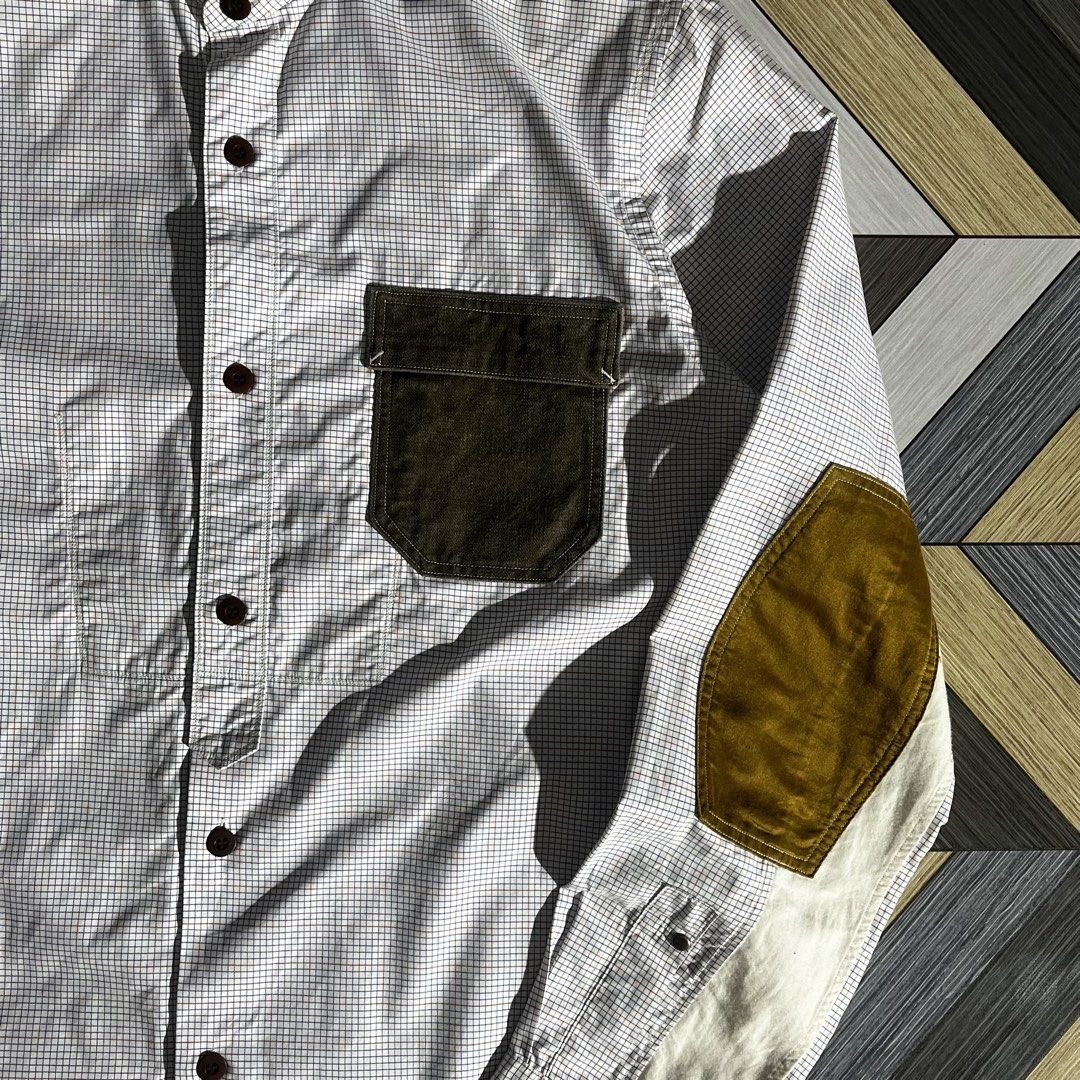 Junya Watanabe MAN SS14 Plaid Panel Check Shirt (Category: Formal Shirts) located in Daraga. Submitted by th3cliquejunks (Listing ID 1467771910, Image 3). Description: Junya Watanabe MAN SS14 Plaid Panel Check Shirt Tagged Size: Large Condition: 9.5/10 Flaw: Minimal dot stain at the lowerback, check pics. No major flaw Measurement: Pit to pit: 20” Length: 28” - 4,920 Dm!.
