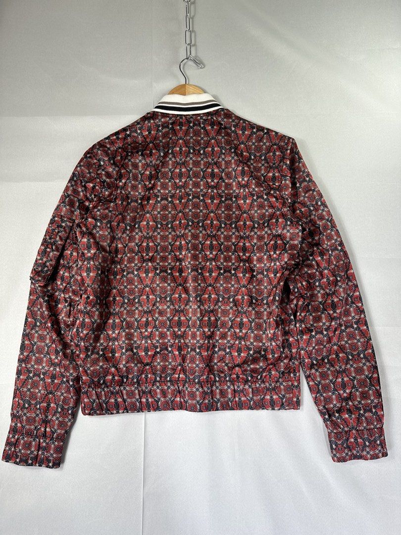 Just Cavalli Red Jacquard Print Zip Up Bomber Jacket (Category: Coats, Jackets and Outerwear) located in Cabanglasan. Submitted by thefashiongarage.co (Listing ID 1467642436, Image 2). Description: Title - Just Cavalli Model/Name - Red Jacquard Zip Up Print Bomber Jacket Size on Tag - 46 (Small) Conditiion - Excellent Condition with no issue Dimension (WxLxH) - 21x24 Inches Category- Bomber/Casual/Outdoor Fitting - True to size Made in - China Ma