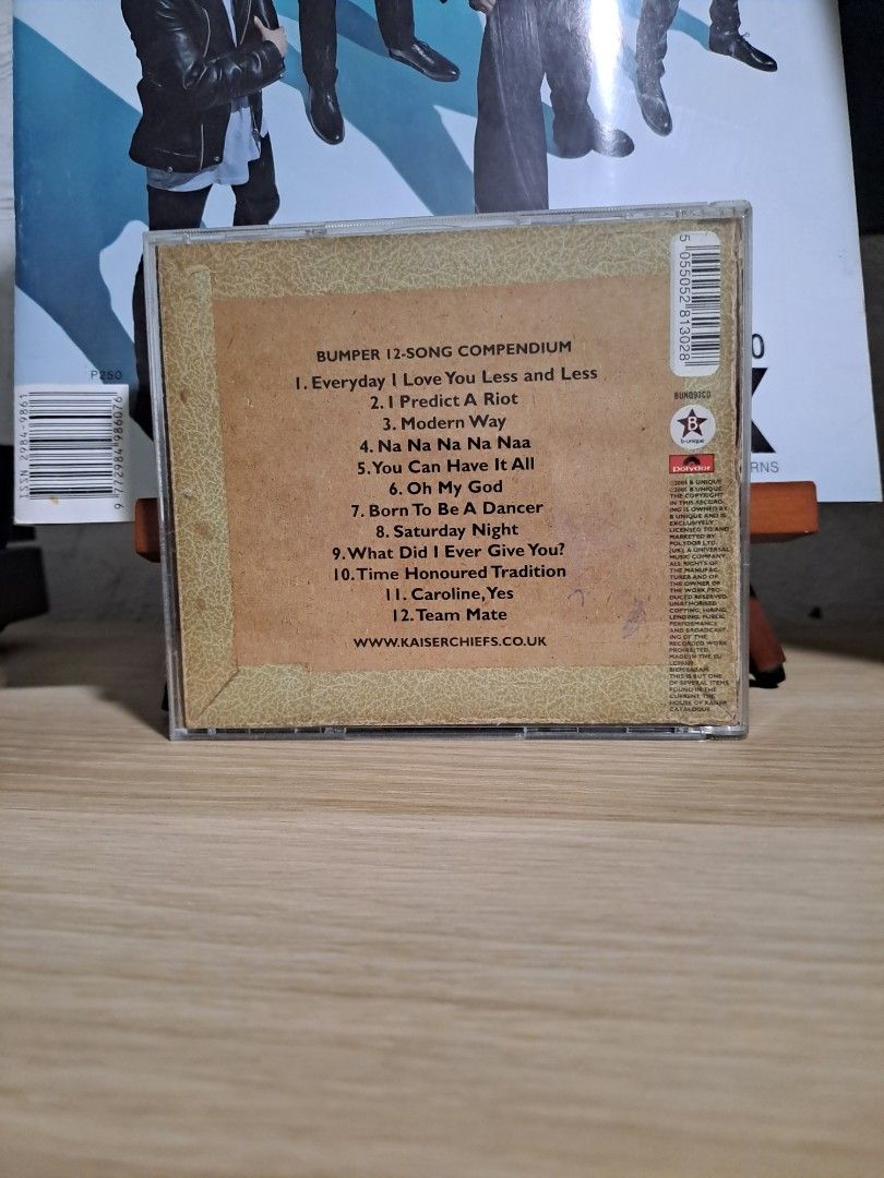 Kaiser Chiefs Employment CD Album (Category: CDs & DVDs) located in Las Pinas. Submitted by cobieshop (Listing ID 1467740335, Image 2). Description: - Album: Kaiser Chiefs - Employment - Format: Audio CD in standard jewel case - Tracklist: Includes 12 tracks (Everyday I Love You Less and Less, Predict A Riot, Modern Way, Na Na Na Na Naa) - Label: Polydor (clear tracklist on back cover) - Condition: Standard plastic case with normal shelf wear - G