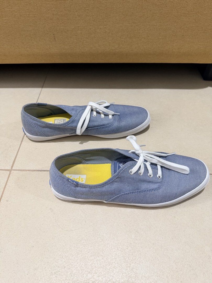 Keds Champion low-top canvass (Category: Sneakers) located in Quezon City. Submitted by milkybutter21 (Listing ID 1467641285, Image 3). Description: - Brand: Keds - Style: Light blue canvas sneakers with white laces and soles - Pop of color: Bright yellow inner lining - Size: US 6.5 / EUR 39 / UK 5.5 / MM 250 (Fits approx. 24.5 cm) - Material: Textile upper and lining, rubber sole - Condition: Clean overall, well-maintained - Origin: Made in Chin