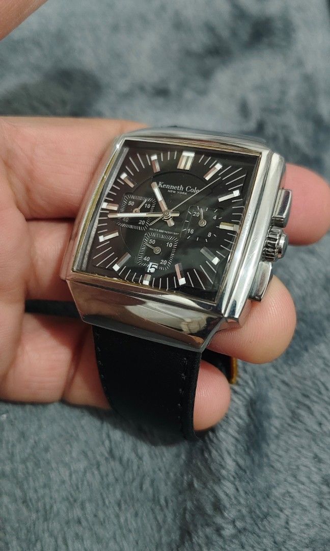 Kenneth Cole New York Chronograph (Category: Men's Watches) located in Cebu City. Submitted by aceoftime (Listing ID 1467774949, Image 3). Description: In excellent condition Fully working chronograph Chrono quartz with date display In stainless steel case Fitted with brown leather band Watch only Our Guarantee: 💯 Authentic All watches are checked by our experienced technician to ensure good functionality Please manage your expectations since th
