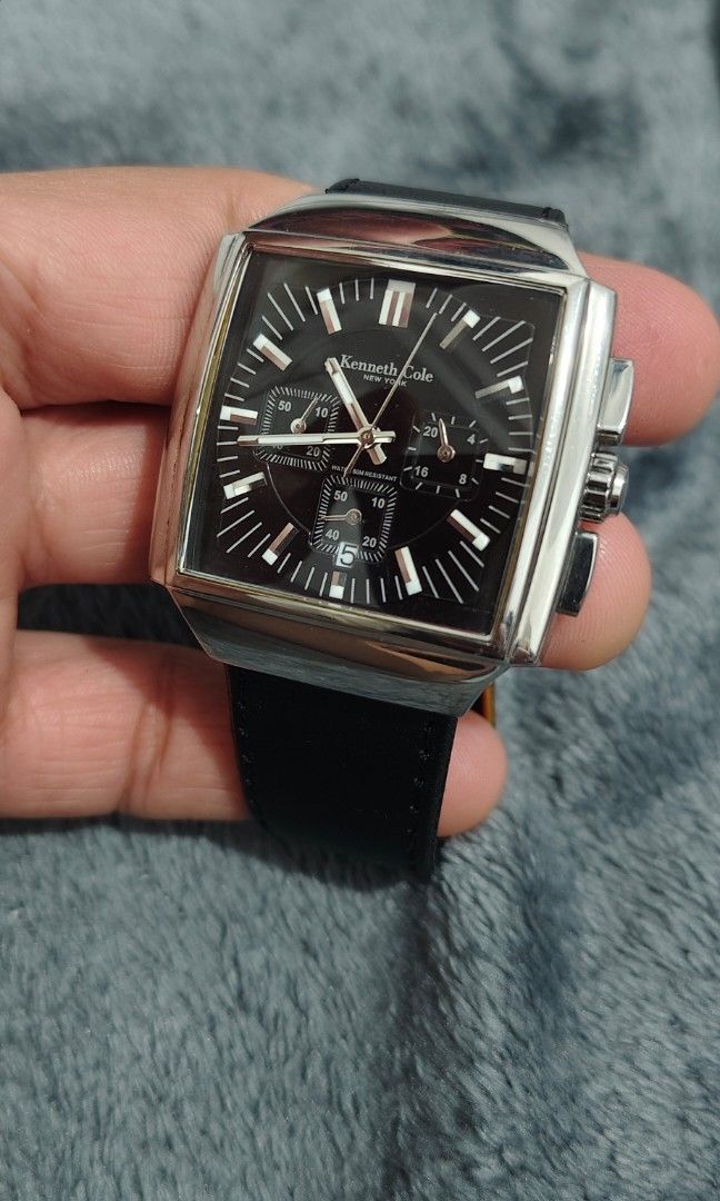 Kenneth Cole New York Chronograph (Category: Men's Watches) located in Cebu City. Submitted by aceoftime (Listing ID 1467774949, Image 1). Description: In excellent condition Fully working chronograph Chrono quartz with date display In stainless steel case Fitted with brown leather band Watch only Our Guarantee: 💯 Authentic All watches are checked by our experienced technician to ensure good functionality Please manage your expectations since th