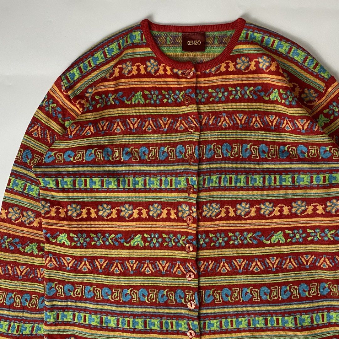 Kenzo 80s-90s Jungle Multi Pattern Knit Cardigan (Category: Coats, Jackets and Outerwear) located in Bacolod City. Submitted by rewear.conceptual (Listing ID 1467649701, Image 2). Description: Kenzo 80s-90s Jungle Multi Pattern Knit Cardigan Condition: 9.5/10 Color rate: 9.5/10 Width: 21 Length: 23 Shoulders: 18.5 Sleeves: 21 Message seller if interested Always double check the items description before making an offer. Strictly no return/refund p