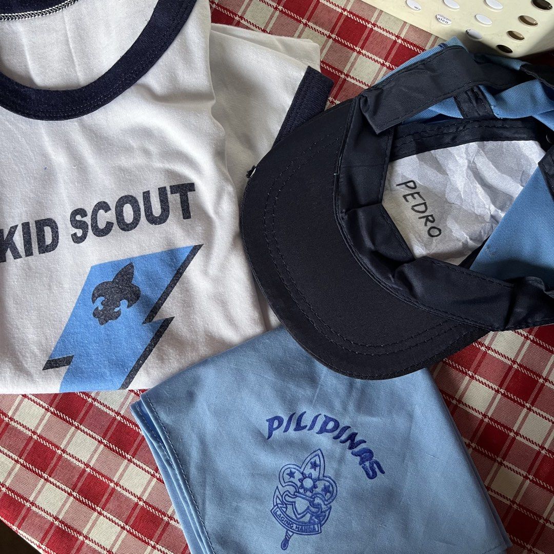 kidscout shirt bandana cap bundle (Category: Babies & Kids Fashion) located in Quezon City. Submitted by dressingroombylech (Listing ID 1467608212, Image 3). Description: fits 6/7 ung shirt ung cap fit sa 5-6 .