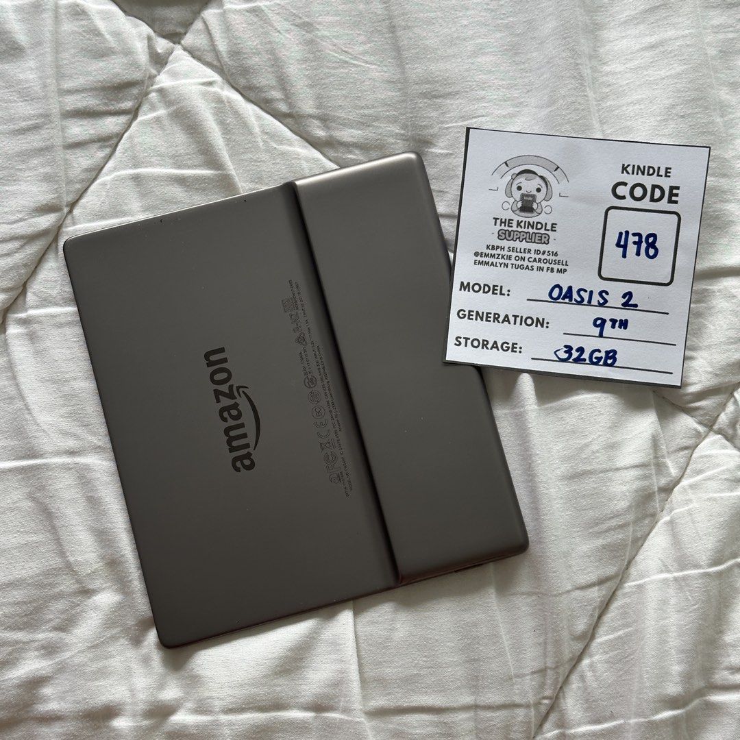 Kindle Oasis 2 32GB (9th Generation) (Category: E-Readers) located in Quezon City. Submitted by emmzkie (Listing ID 1467763928, Image 2). Description: no ads - 7790 ads supported - 7490 FOR SALE: NO ADS Kindle Oasis 2 32GB (9th Generation) Graphite 🤍for PHP7,790 only! also available in ads supported for PHP7,490 (one unit only)! No other issues aside from light scratches and/or sticker marks. 📍Location: Quezon City (near House of Representative