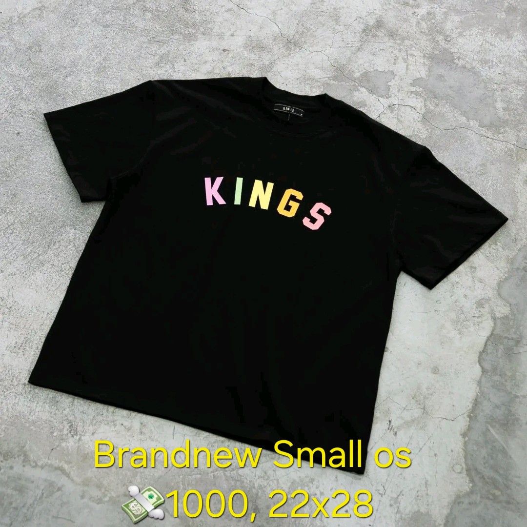 Kings Forever S os 22x28 (Category: Tshirts & Polo Shirts ) located in Santa Rosa. Submitted by rowhell09 (Listing ID 1467664240, Image 1). Description: Kings Forever Brandnew Small os 💸1000, 22x28 MOD. LBC MOP. BDO, GCASH LOC. NUEVA ECIJA Meet up. Santa rosa Nueva Ecija - Style: Heavy t-shirt with oversized fit and crew neckline - Color: Black with multicolored pastel front and back lettering - Size: XS (22" chest width, 28" length) - Condition