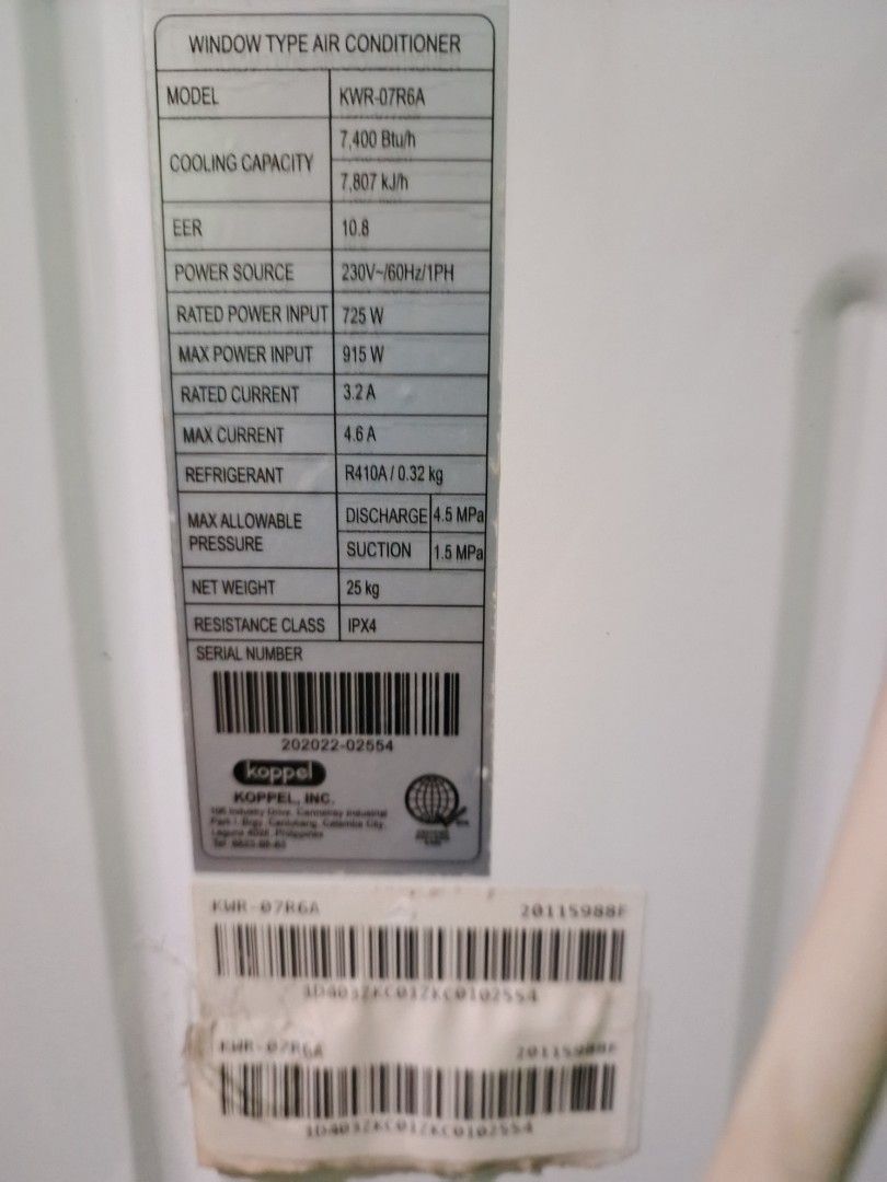 koppel window type non-inverter aircon 0.75hp (Category: Air Conditioning and Heating) located in Marikina City. Submitted by roiski9sj (Listing ID 1467642850, Image 3). Description: koppel non-inverter window type aircon 6500 pesos, slight nego 0.75hp digital panel w/ remote exact model# is KWR-07R6A good condition, no history of repair rfs: sobrang bihira lang gamitin so need ibenta na lang pickup @ peace village antipolo.