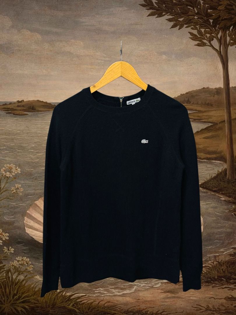 Lacoste Knitted Wool Sweater (Category: Luxury Apparel) located in Dasmarinas. Submitted by thrifteefinds (Listing ID 1467605603, Image 1). Description: Lacoste🐊 wool long sleeve back zip Size: 38EU 18.5W 25.5L Excellent condition .