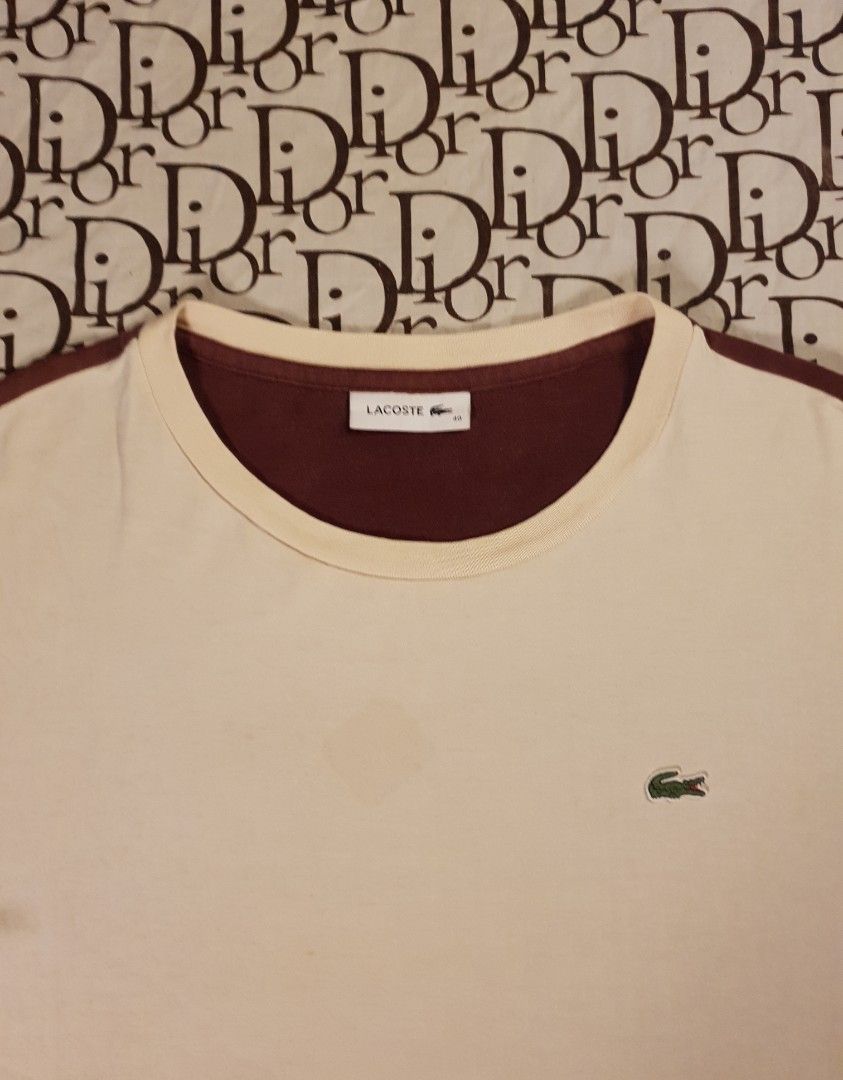 Lacoste tshirt beige multicolor (Category: Tshirts & Polo Shirts ) located in San Fernando. Submitted by retro.district. (Listing ID 1467819000, Image 2). Description: - Lacoste beige tshirt multicolor color block - Size: Medium - Condition: Excellent - No issue - Color Rate: 9.5/10.