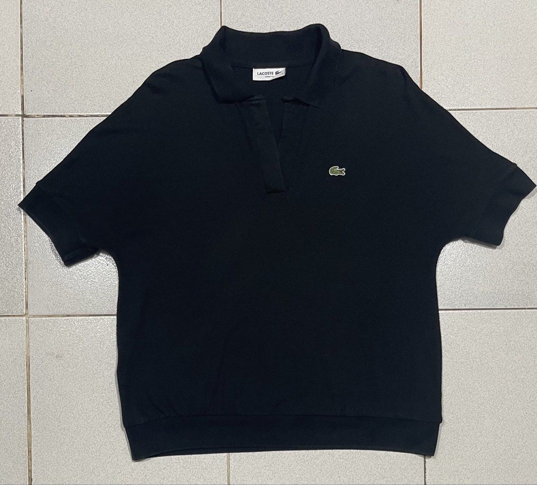 Lacsote Loose Poloshirt (Category: Others Tops) located in Mandaue City. Submitted by MJ_80 (Listing ID 1467655592, Image 1). Description: Womens Black Lacoste Loose Poloshirt Small on tag Dimes : 21 X 24 No Buttons Type Poloshirt Light fade collar neck line Color rate & Condition : 9.7/10 Price : 880 .