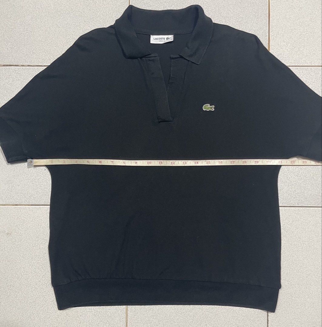 Lacsote Loose Poloshirt (Category: Others Tops) located in Mandaue City. Submitted by MJ_80 (Listing ID 1467655592, Image 3). Description: Womens Black Lacoste Loose Poloshirt Small on tag Dimes : 21 X 24 No Buttons Type Poloshirt Light fade collar neck line Color rate & Condition : 9.7/10 Price : 880 .
