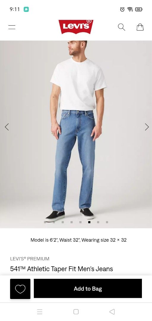 Levi's 541 Athletic Taper Fit Medium Wash (Category: Jeans) located in Manila. Submitted by tres0824 (Listing ID 1467612219, Image 1). Description: Levis 541 Premium Athletic Tapet fit Medium Wash Actual measurement 34" waist 42" length 8" hem 11.5" thigh Verygood or better Had minimal sign of usage 500 + Shipping fee Taguig location Dm to purchase📩📩.