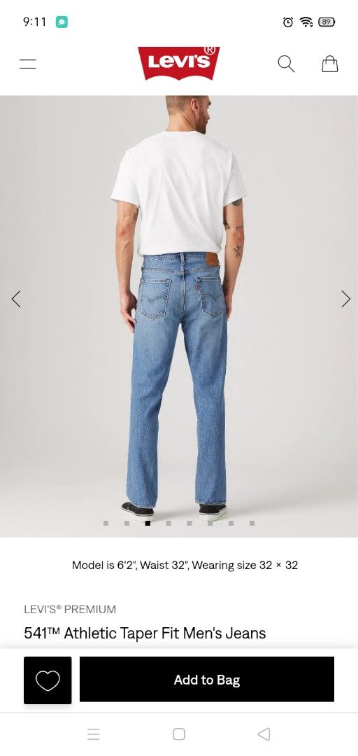 Levi's 541 Athletic Taper Fit Medium Wash (Category: Jeans) located in Manila. Submitted by tres0824 (Listing ID 1467612219, Image 2). Description: Levis 541 Premium Athletic Tapet fit Medium Wash Actual measurement 34" waist 42" length 8" hem 11.5" thigh Verygood or better Had minimal sign of usage 500 + Shipping fee Taguig location Dm to purchase📩📩.