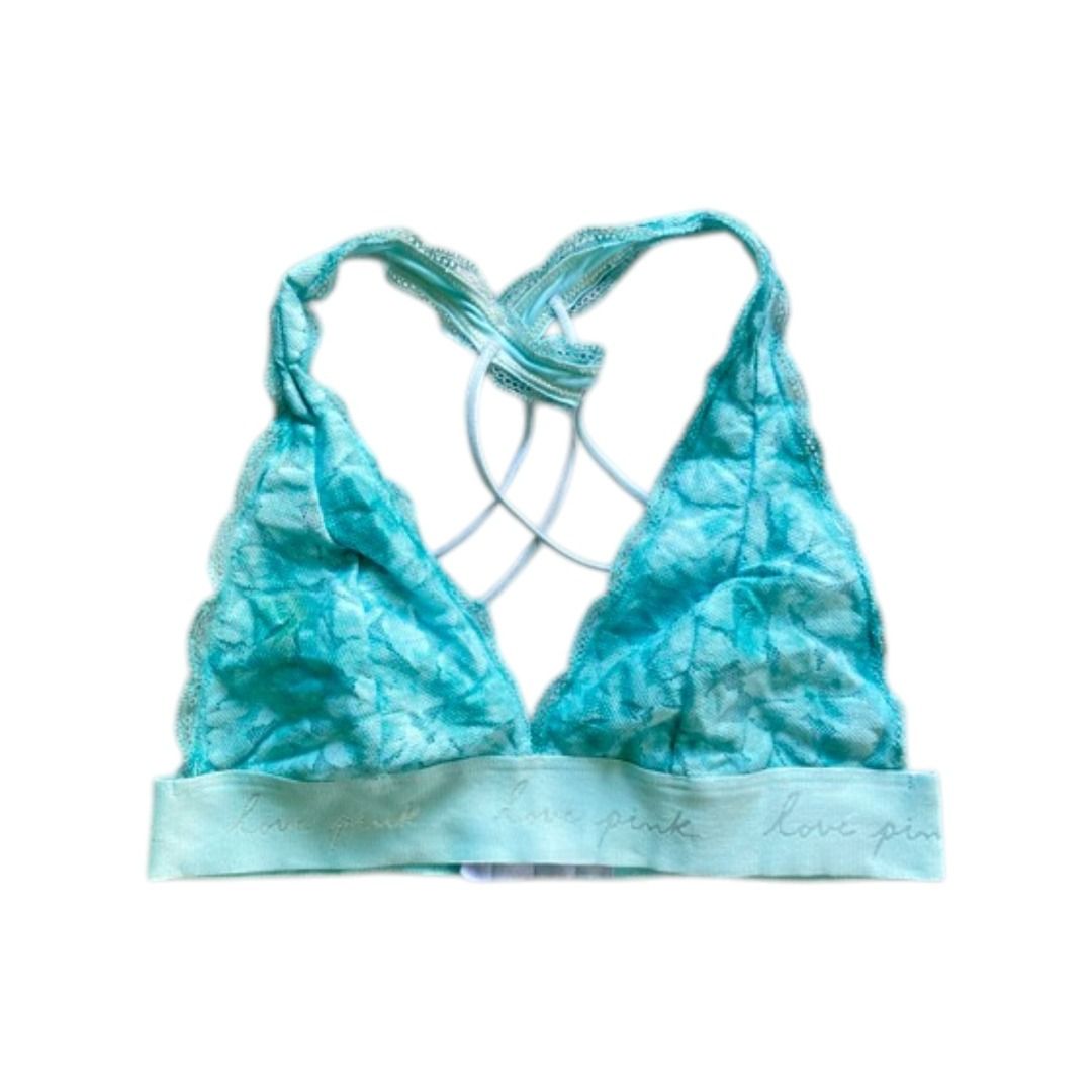 Light Blue Bralette (Category: Undergarments & Loungewear) located in Rizal. Submitted by sheeraay (Listing ID 1467653077, Image 1). Description: - Brand: PINK by Victoria's Secret - Color: Light Blue - Size: XS - Features: Adjustable straps, back hook closure, and a soft fabric band.