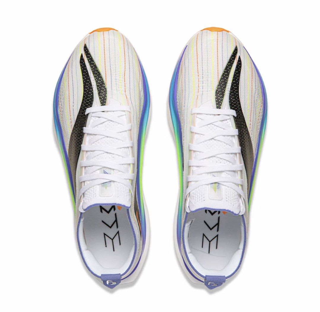Li-Ning Feidian 3 Elite Running Shoes (Category: Sneakers) located in Manila. Submitted by laura.mnl (Listing ID 1467642221, Image 3). Description: - Brand: Li-Ning - Model: Feidian 3 Elite (Unworn/Brand New) - Color: White with multi-color stripes and bright orange outsole - Type: High-end marathon racing shoes - Technology: Advanced carbon plate and thick, responsive cushioning - Outsole: High-traction rubber for exceptional grip - Inclusions: 