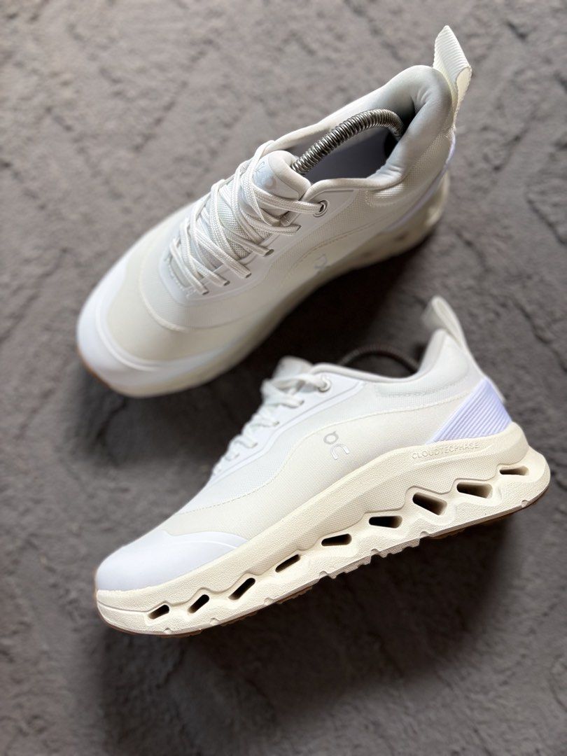 Loewe x On Cloudtilt Cloudtecphase White Sneakers Size US 8 (Category: Sneakers) located in Lapu Lapu. Submitted by jadegodine04736 (Listing ID 1467650341, Image 3). Description: - Brand: Loewe x On Collaboration - Style: Cloudtecphase sneakers - Color: All white with cream midsole accents - Size: US 8 / EU 41 / UK 7.5 - Condition: Worn a few times, clean uppers with minimal wear on outsoles - Details: Dual branding on heel pull tabs and side, li