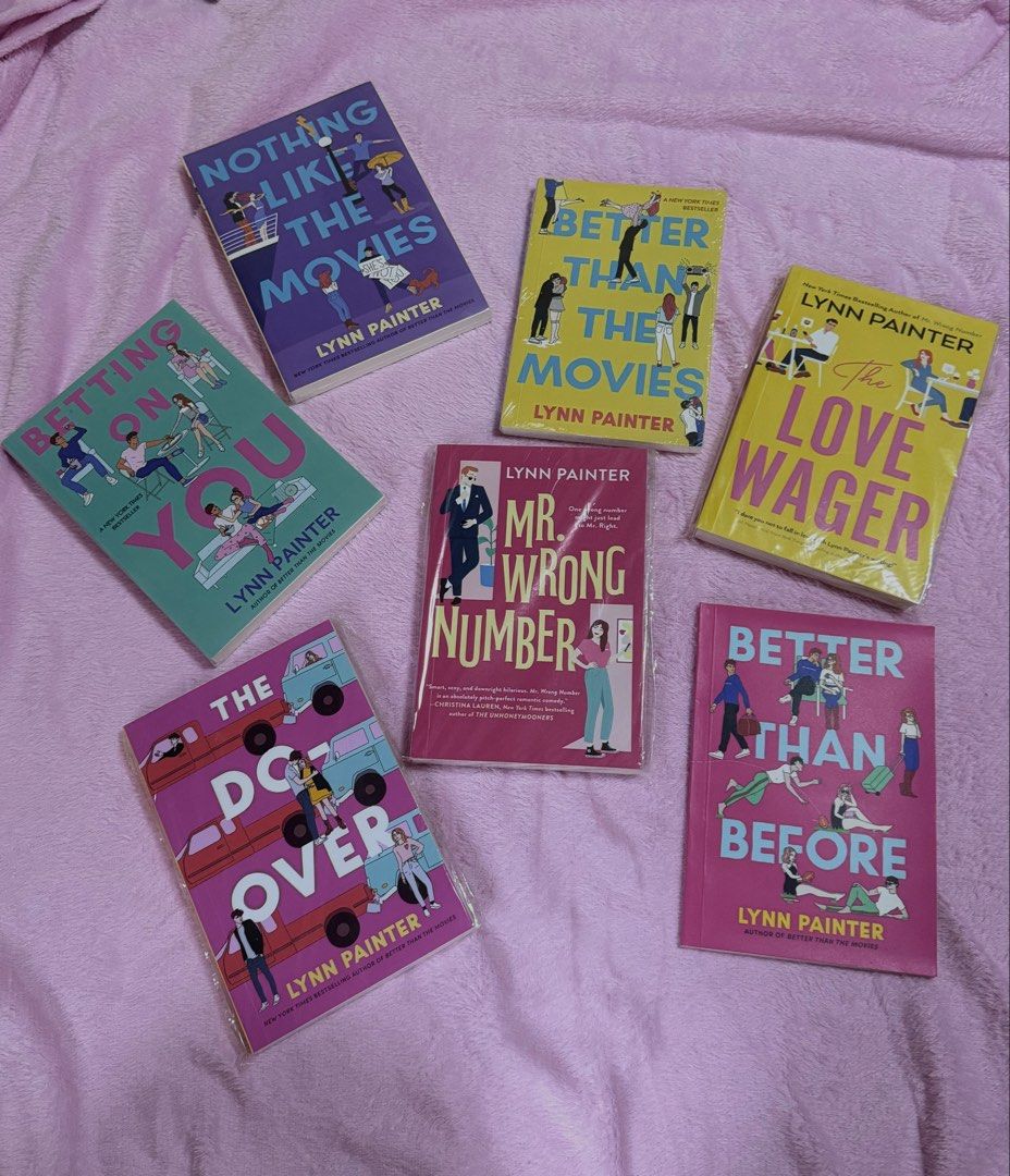 Lynn Painter Rom-Com Books Collection (Category: Storybooks) located in San Fernando. Submitted by aircatz (Listing ID 1467734410, Image 1). Description: - Selling as bundle (1050) or individual (150) - Complete Lynn Painter romance novel bundle - Titles included: Better Than The Movies, The Love Wager, Mr. Wrong Number, The Possibilities of Over, Betting on You, and Nothing Like The Movies - Format: Paperback with colorful, aesthetic covers - Co