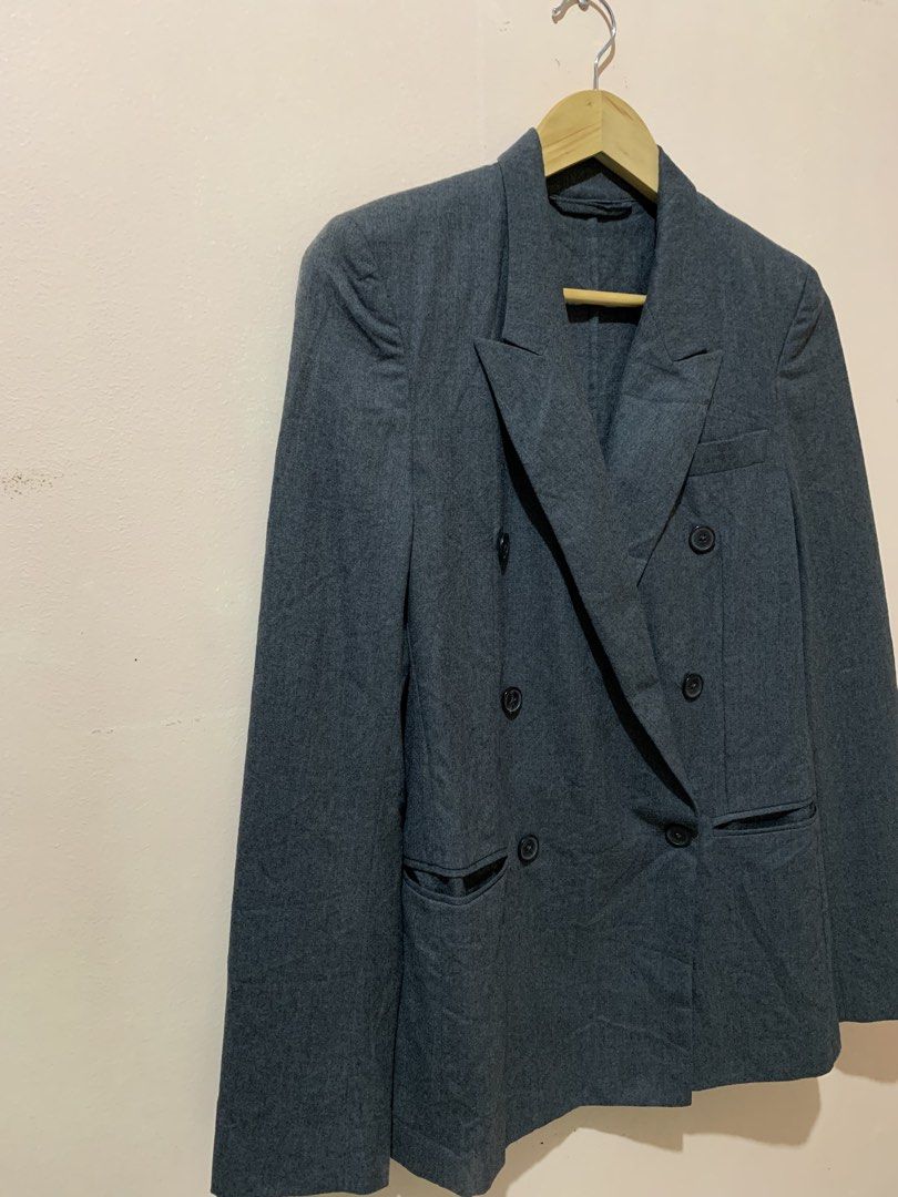 Maison Margiela - Double Breasted - Wool - Padded Shoulder - Blazer (Category: Coats, Jackets and Outerwear) located in Quezon. Submitted by _sprezzatura (Listing ID 1467736260, Image 3). Description: Maison Margiela - Double Breasted - Wool - Padded Shoulder - Blazer Size 36 on tag Dimensions: Pit to pit - 17” Length - 28” Sleeve - 25.5 Shoulder - 15” Hem - 17” Excellent condition No issue Note: Feel free to ask questions before purchasing.