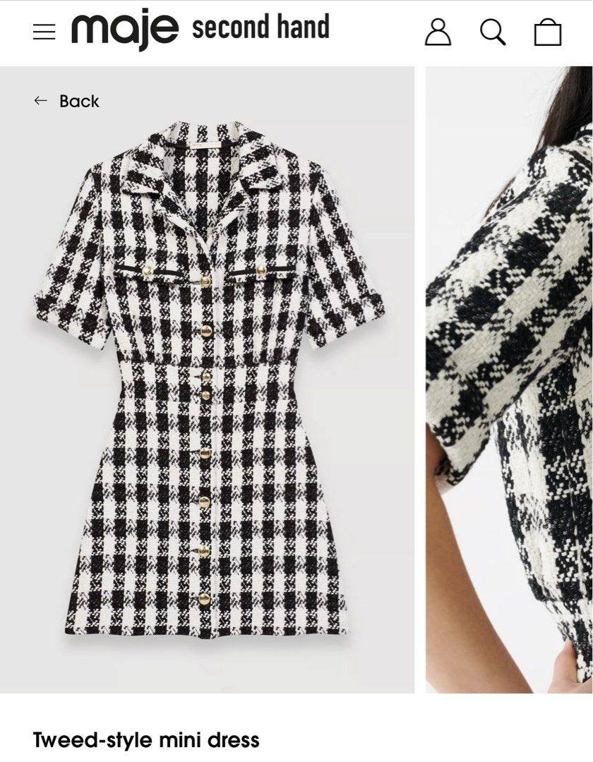 Maje tweed mini Dress (Category: Dresses) located in Quezon City. Submitted by byuklph (Listing ID 1467734435, Image 2). Description: Authentic 💯 Excellent condition Size34.