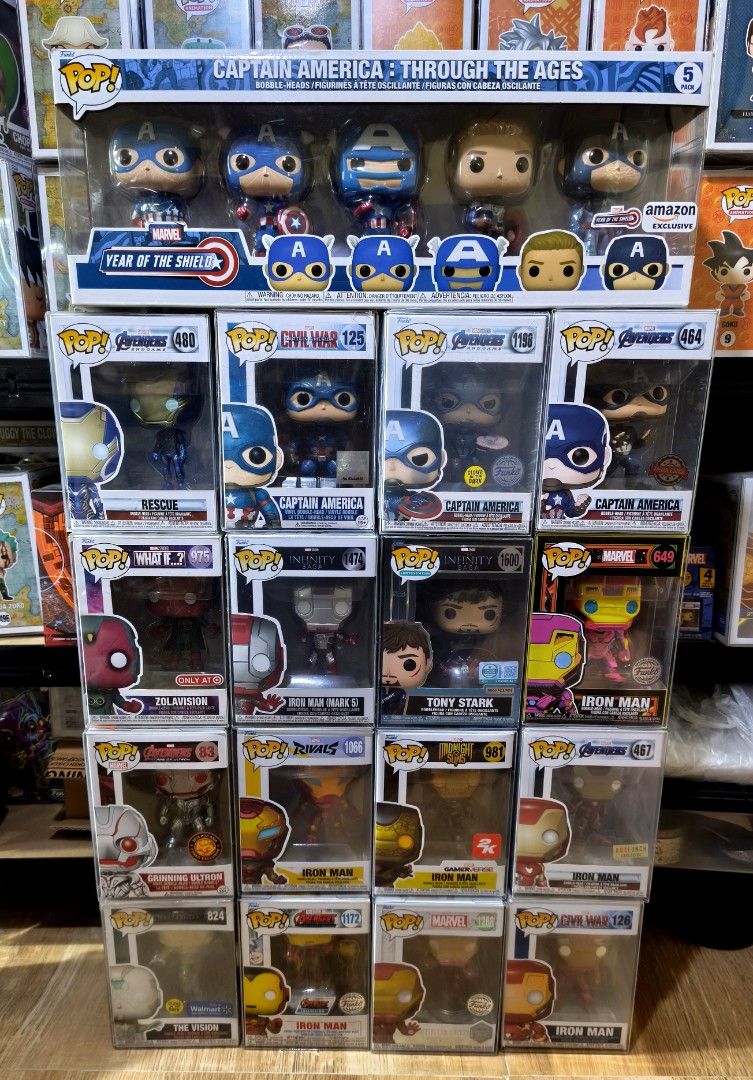 Marvel Funko Pop (Category: Figurines & Statues) located in Manila. Submitted by daily.tipid (Listing ID 1467634692, Image 1). Description: 𝐌𝐀𝐑𝐕𝐄𝐋 𝐂𝐎𝐋𝐋𝐄𝐂𝐓𝐎𝐑𝐒, 𝐒𝐈𝐍𝐎 𝐏𝐀 𝐀𝐍𝐆 𝐊𝐔𝐋𝐀𝐍𝐆 𝐒𝐀 𝐅𝐔𝐍𝐊𝐎 𝐏𝐎𝐏 𝐖𝐀𝐋𝐋 𝐌𝐎? 👀🔥 Captain America: Through the ages - 2,599 Rescue - 750 Captain America #125- 999 Captain America #1198 - 1,099 Captain America #464 - 999 Zolavision - 799 Ironman Mark 5 - 750 Tony Stark #1609 - 2,9