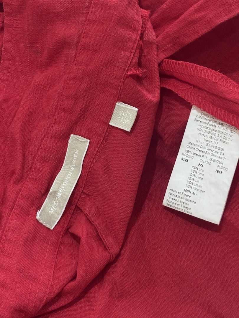 Massimo Dutti - Red Linen Wrap Top (Small) (Category: Sleeveless) located in Taguig. Submitted by solana36 (Listing ID 1467633998, Image 2). Description: - Brand: Massimo Dutti - Item: Sleeveless Wrap Top - Color: Red - Material: 100% Linen - Size: Fits up to small size - Details: Collared neckline, wrap front style with tie side.