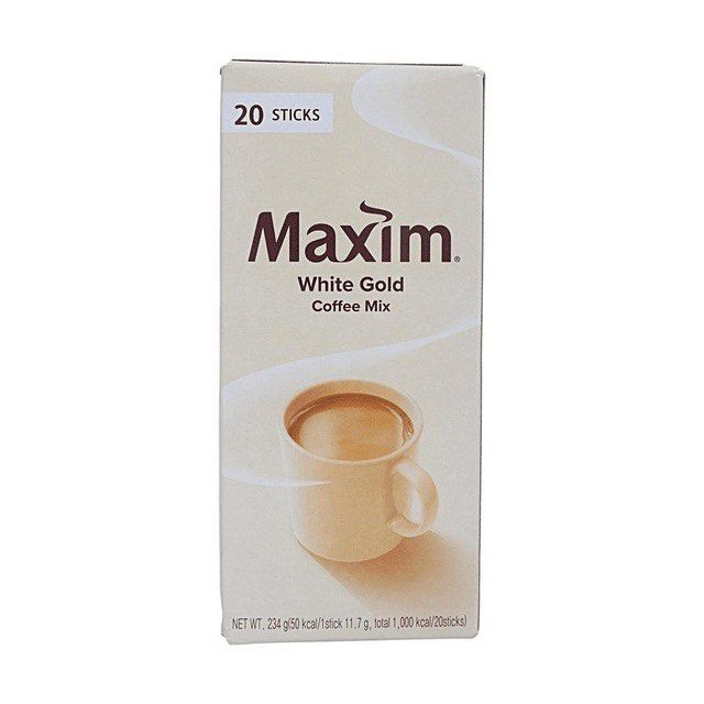 Maxim White Gold Coffee Mix 20 Sticks (Category: Beverages) located in Paranaque City. Submitted by our_daily_essentialz (Listing ID 1467729671, Image 1). Description: - Authentic Korean instant coffee: Maxim White Gold Coffee Mix - Box of 20 convenient sticks (11.7g per stick, 234g total net weight) - Smooth and creamy flavor profile - Quick and easy preparation for busy mornings or office breaks - 100% brand new, unopened, and in pristine condi