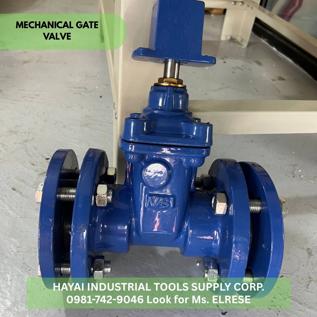 Mechanical Gate Valve (Category: Construction & Building Materials) located in Caloocan City. Submitted by livewolf.00a826 (Listing ID 1467625861, Image 3). Description: - Industrial blue mechanical gate valve - Features flanged ends and secure bolt fasteners - Heavy-duty construction designed for reliable piping systems - For inquiries, contact Ms. Elrese at Hayai Industrial Tools Supply Corp (0981-742-9046).