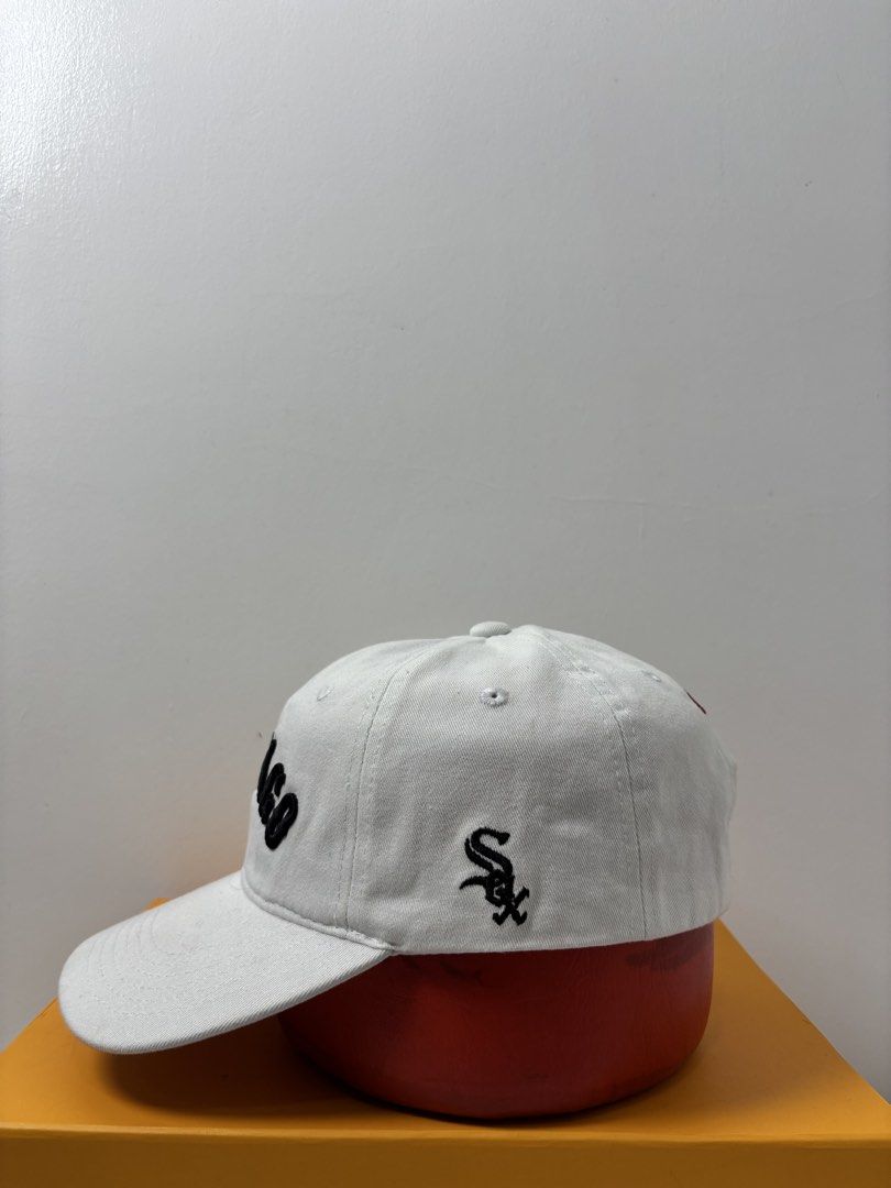 Melonwear Chicago White Sox Dad Hat White (Category: Caps & Hats) located in Marikina City. Submitted by zaxcheus_castillo1708 (Listing ID 1467655538, Image 3). Description: - Condition: Brand new with paper tag attached, never worn - Color/Design: White with black embroidered 'Chicago' text, White Sox batter logo on the left side, and burgundy 'CIBCO' lettering above the strap - Material: 100% cotton (Melonwear, made in China) - Fit: Adjustable 