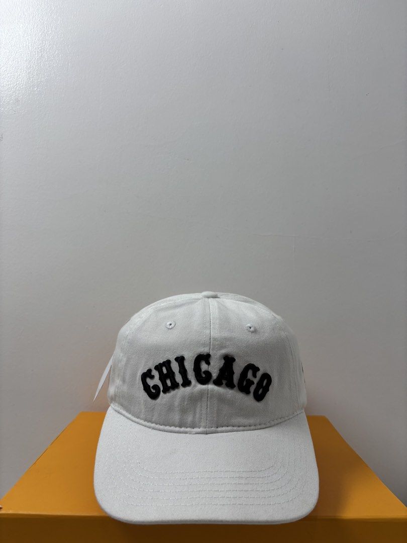 Melonwear Chicago White Sox Dad Hat White (Category: Caps & Hats) located in Marikina City. Submitted by zaxcheus_castillo1708 (Listing ID 1467655538, Image 1). Description: - Condition: Brand new with paper tag attached, never worn - Color/Design: White with black embroidered 'Chicago' text, White Sox batter logo on the left side, and burgundy 'CIBCO' lettering above the strap - Material: 100% cotton (Melonwear, made in China) - Fit: Adjustable 