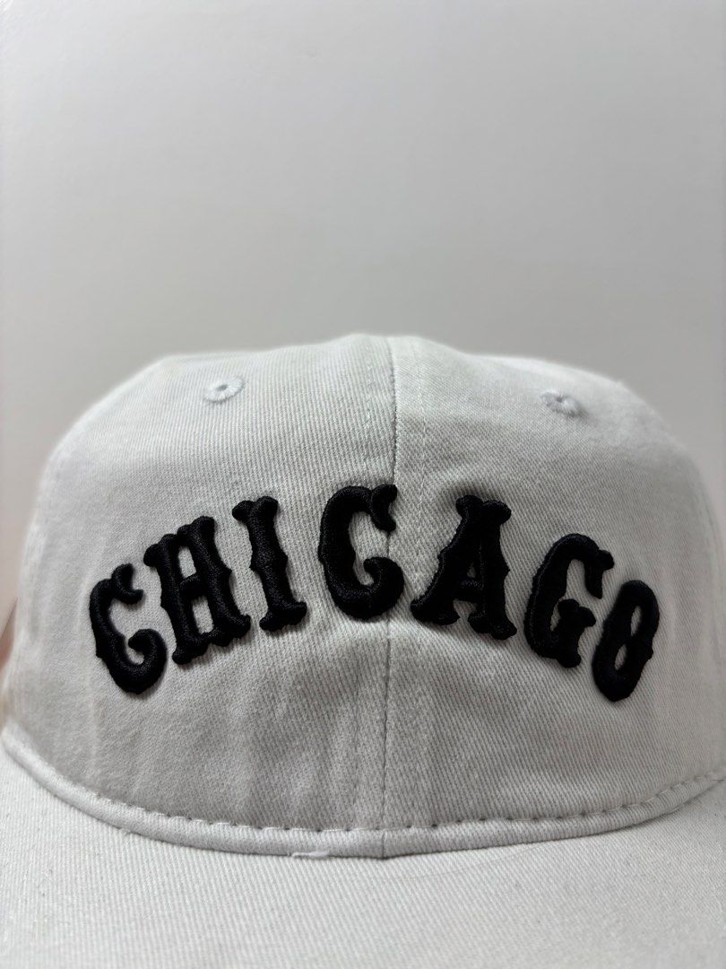 Melonwear Chicago White Sox Dad Hat White (Category: Caps & Hats) located in Marikina City. Submitted by zaxcheus_castillo1708 (Listing ID 1467655538, Image 2). Description: - Condition: Brand new with paper tag attached, never worn - Color/Design: White with black embroidered 'Chicago' text, White Sox batter logo on the left side, and burgundy 'CIBCO' lettering above the strap - Material: 100% cotton (Melonwear, made in China) - Fit: Adjustable 