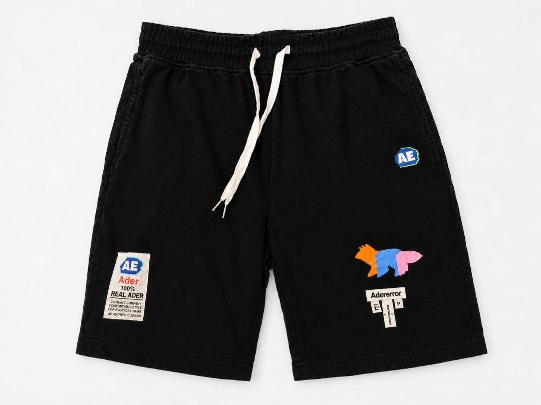 Men Short (Category: Shorts) located in Bulacan. Submitted by annenicathriftthriftlang (Listing ID 1467831857, Image 1). Description: ADER ERROR Shorts - Black / Size A3 🔥 ✅ Brand: ADER ERROR - 100% Real Ader (Since 2014) ✅ Size: A3 on tag - Fits 30-36 waist (M to XL) ✅ Color: Black - 10/10 color rate, no fading ✅ Condition: 9.5/10 - Like new / No issue / No pinhole ✅ Material: Thick cotton, garterized waist, comfy Details: Blue Ader tag, AE whi