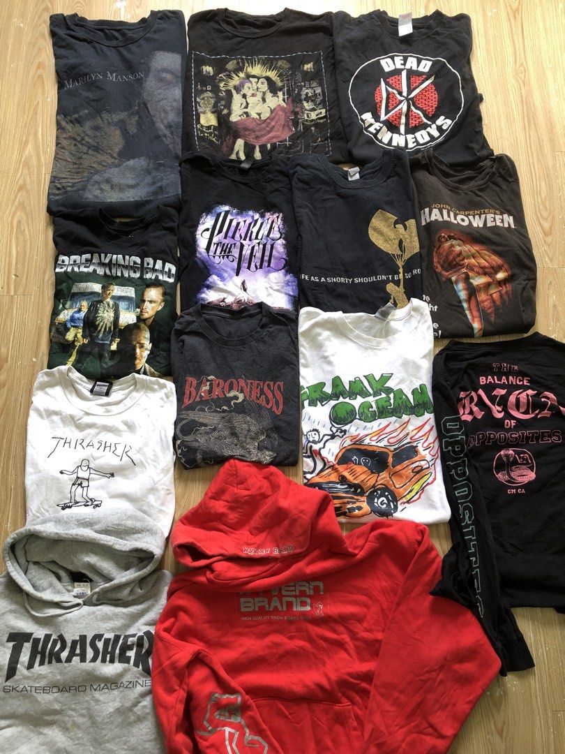 Mens Shirt (Category: Sets & Coordinates) located in Manila. Submitted by tunicy2k (Listing ID 1467659695, Image 1). Description: 13pcs men’s wear jacket shirt longsleeves some are vintage size med large xl.